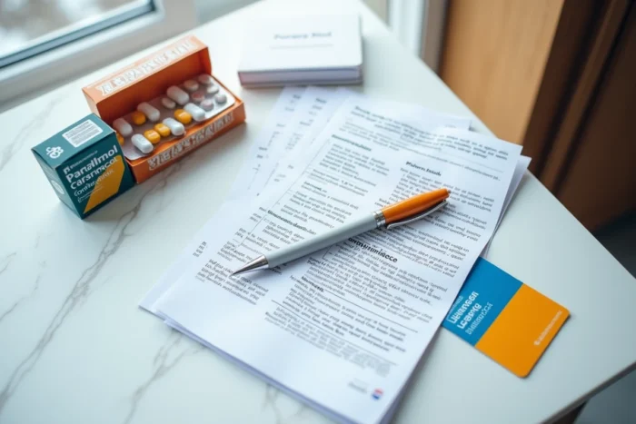 Kit de voyage avec paracétamol et documents réglementaires pour voyager en Norvège